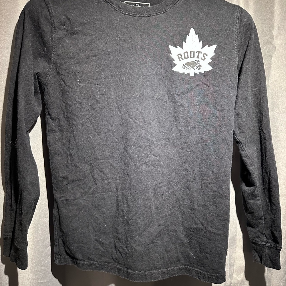 Roots Black Long Sleeve Tee with Logo
